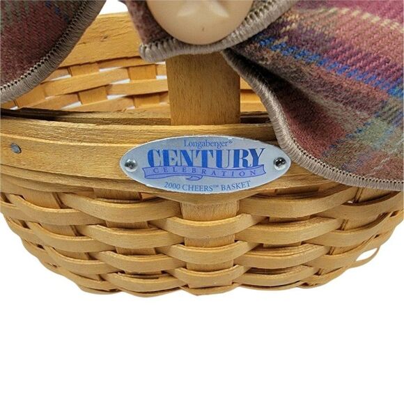 Longaberger Century Celebration Cheers Basket 2000 Plaid Handle Scarf Tie On - Picture 2 of 7